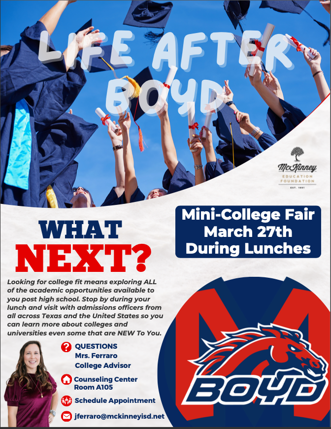 Mini-College Fair | March 27 | During Lunches