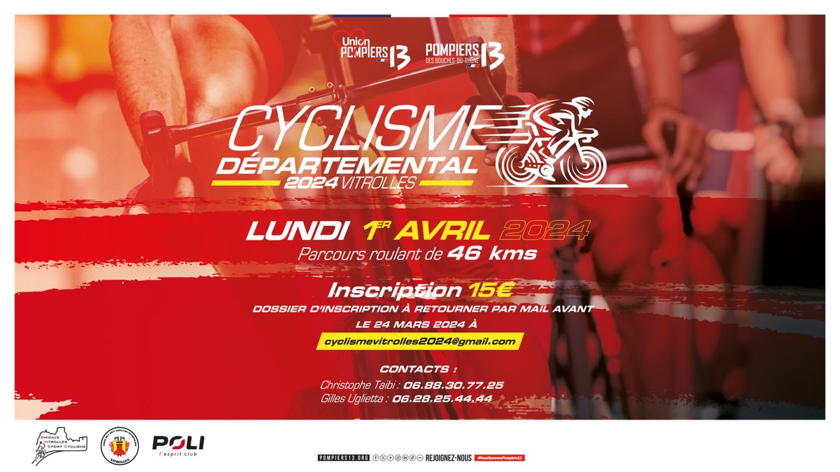 Pompiers_13's tweet image. [#MondayMotivation]

Parce qu’il y a toujours une bonne raison de se motiver et de se dépasser un lundi 💪

📅 Les #Pompiers13 seront au RDV le 0️⃣1️⃣.0️⃣4️⃣ pour la nouvelle édition du cyclisme départemental, sur la commune de @Vitrolles_13 !