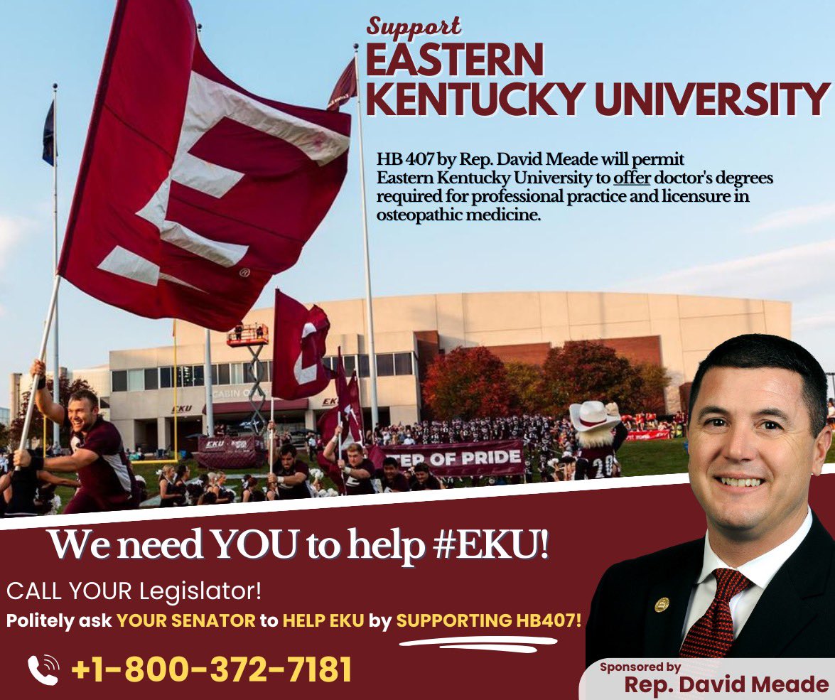 Mr_FrazierKY's tweet photo. It’s that time! Have you helped @eku today?
The #LRC lines are OPEN! Help support #EKU by asking your SENATOR to support #HB407! https://t.co/OhgVy6Ueja