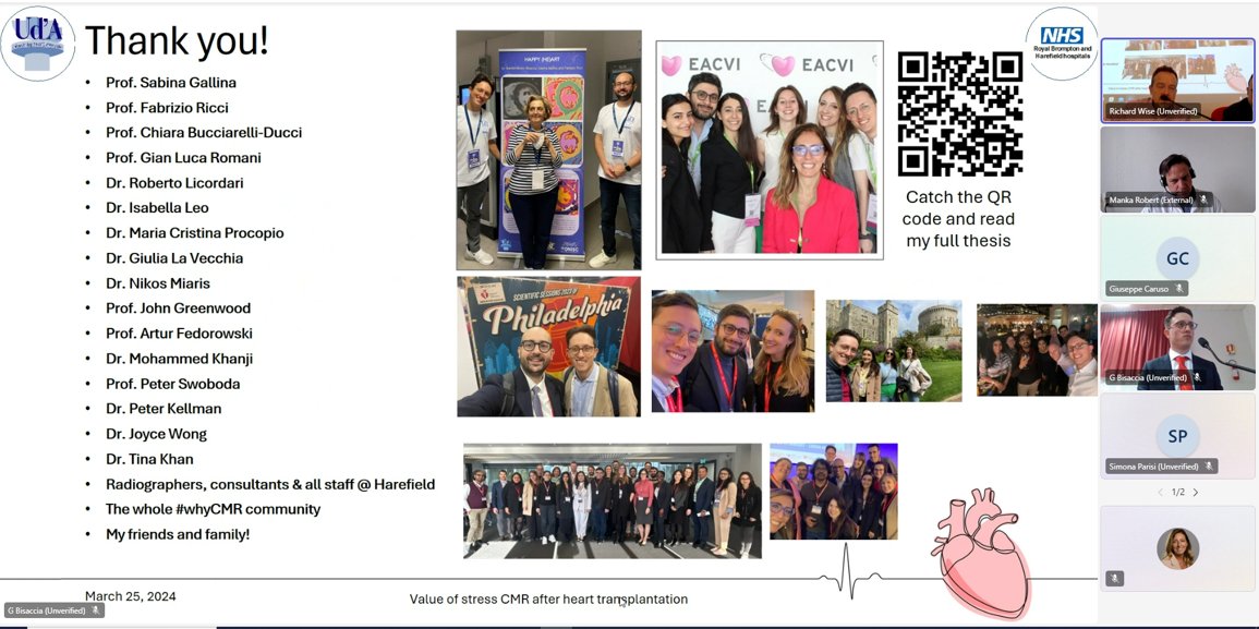 Congrats to <a href="/bisacciaMD/">Giandomenico Bisaccia, MD, PhD</a> for very capably defending his PhD thesis and work done at <a href="/RBandH/">Royal Brompton and Harefield</a>. Thank you to external examiner <a href="/rmanka_/">Robert Manka</a> !
Very proud of you Giando, you are a very bright 🌟 and talented young colleague! I am looking forward to the many successes awaiting you!🤩