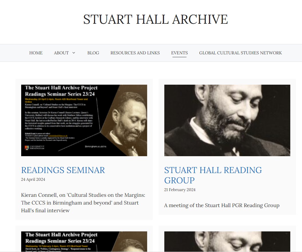 To learn more about the Stuart Hall Archive Project (SHAP) events have a look at the project page which includes, blog posts, contacts and event updates! Please see link below: bit.ly/43vQrOM