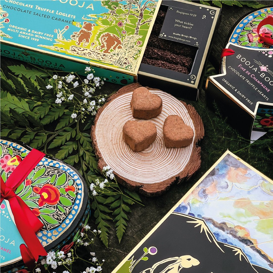 What will tickle your heart this Easter? From scrumptious chocolate truffle loglets and elegant truffle hearts to luxurious truffles in hand-painted Easter Eggs, our Easter range has never been more delicious! #BoojaBooja #Vegan #Organic #DairyFree #FreeFrom #Easter #ShopLocal