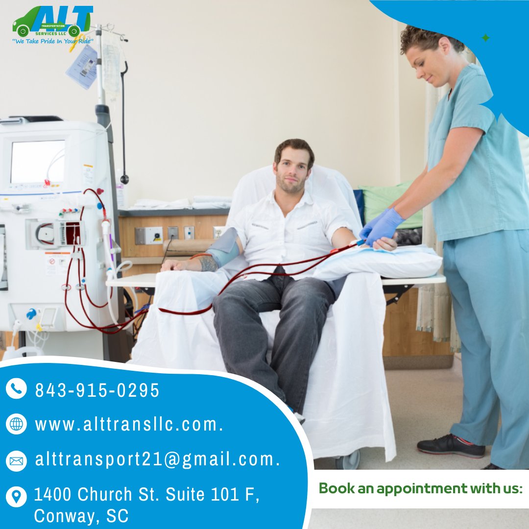 Alt Transportation Services ensures a safe and on-time journey for dialysis patients, focusing on comfort and reducing stress during vital treatment sessions. #AltTransportationServices #NEMT #DialysisSupport