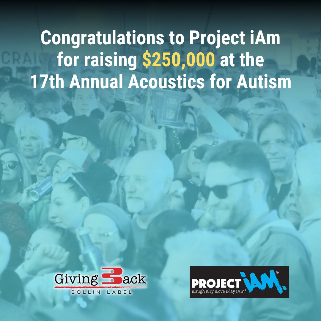 Congratulations Project iAm for raising $250,000 at the 17th Annual #AcousticsForAutism event! 🎉 Proud to support such a worthy cause. And, special shoutout to Corey Bollin for volunteering time at the event, making a positive impact in our community. #BollinSupports #ProjectiAm