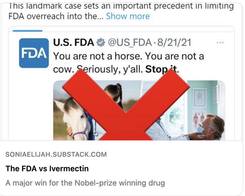 The FDA vs Ivermectin A major win for the Nobel-prize winning drug My latest 👉shorturl.at/LV023