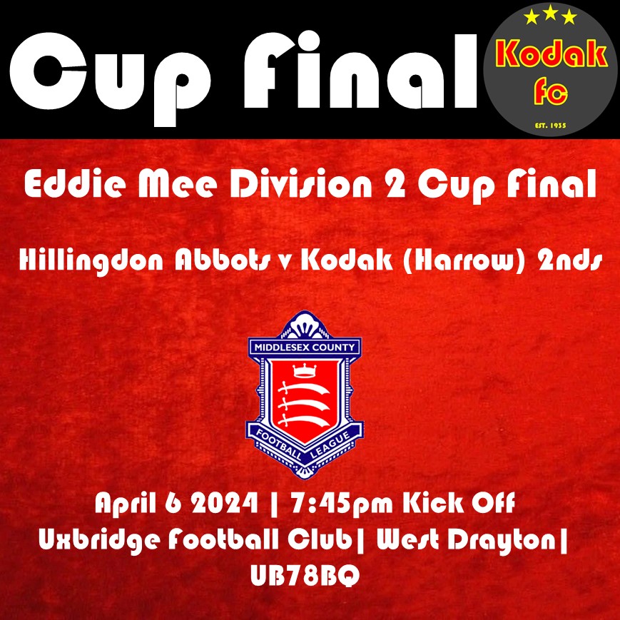 SAVE THE DATE

Eddie Mee Division 2 Cup final

Hillingdon Abbots v Kodak Harrow 2nds

April 6th 2024
7:45pm
Uxbridge Football Club
West Drayton
UB78BQ