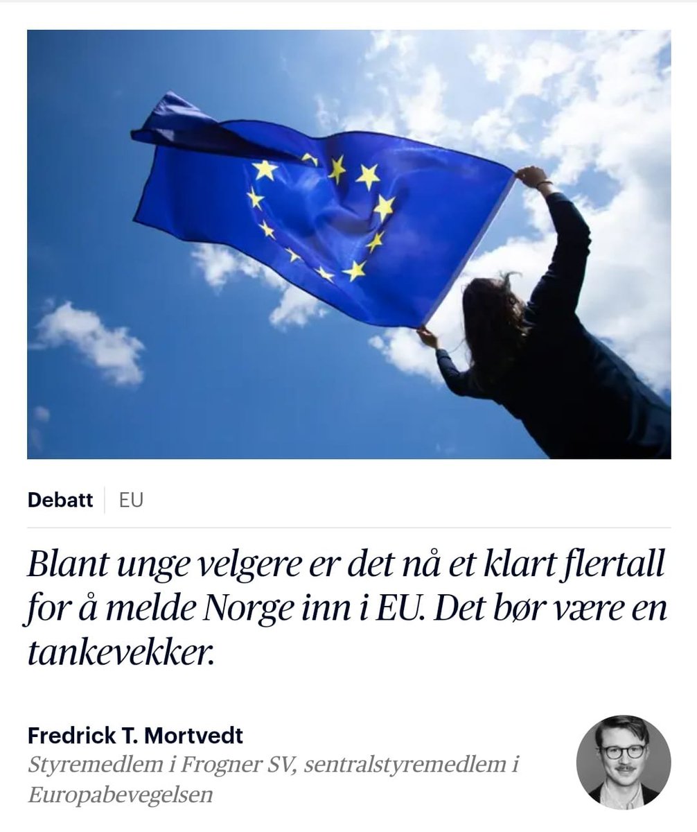 Snart er det ingen sosialistiske partier i våre EU-naboland som krever utmelding fra unionen. I @Aftenposten skriver jeg at @SVparti bør vurdere EU-spørsmålet på nytt. 🇪🇺