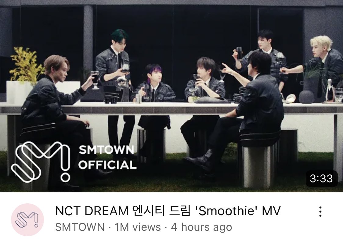 .<a href="/NCTsmtown_DREAM/">NCT DREAM</a> ‘Smoothie’ MV has now surpassed 1,000,000 (1M) views on YouTube!🎉

🔗 youtu.be/qQOj-oKhItw?si… 

#NCTDREAM #Smoothie #NCTDREAM_Smoothie