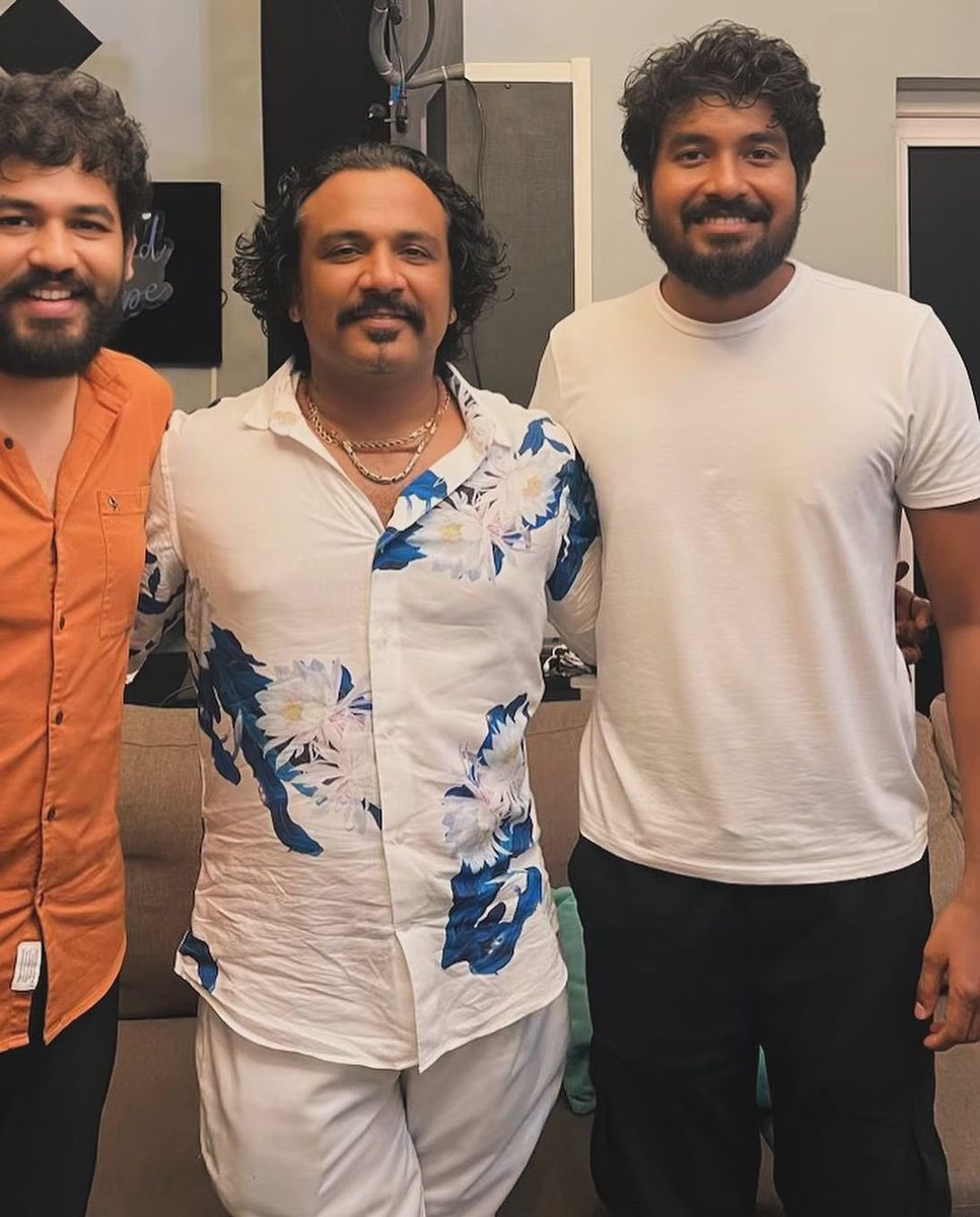 Kutle Khan Bhai and Hiphop Tamizha! our journey goes a long way back to Yarenna Sonallum, from #aambala our debut movie as music directors in Tamil. A decade later, we collaborated with him for our upcoming movie and yet again his soulful vocals made our music more magical. Thank…