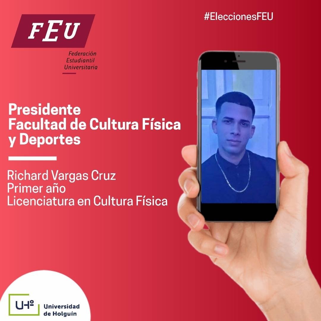 ✅️ #EleccionesFEU 📢Concluido el proceso eleccionario en la Facultad de Cultura Física y Deportes.
➡️ Presidente: Richard Vargas Cruz, Primer año de Licenciatura en Cultura Física.
<a href="/CubaMES/">MES</a> <a href="/FeuCuba/">FEU de Cuba</a> <a href="/unive/">Univé</a>