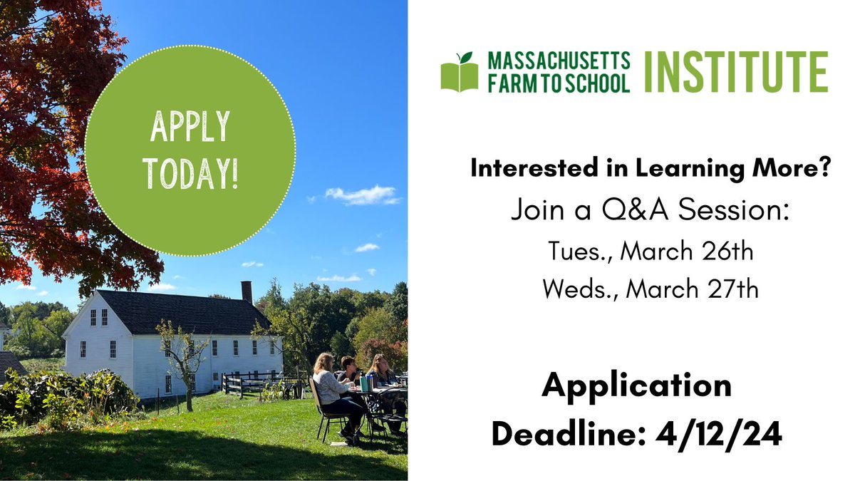 The 2024-25 Institute Application is now live! Learn more & apply: buff.ly/3PYLjNJ #farmtoschool #professionaldevelopment #localfood #nutritioneducation #foodEd #schoolnutrition