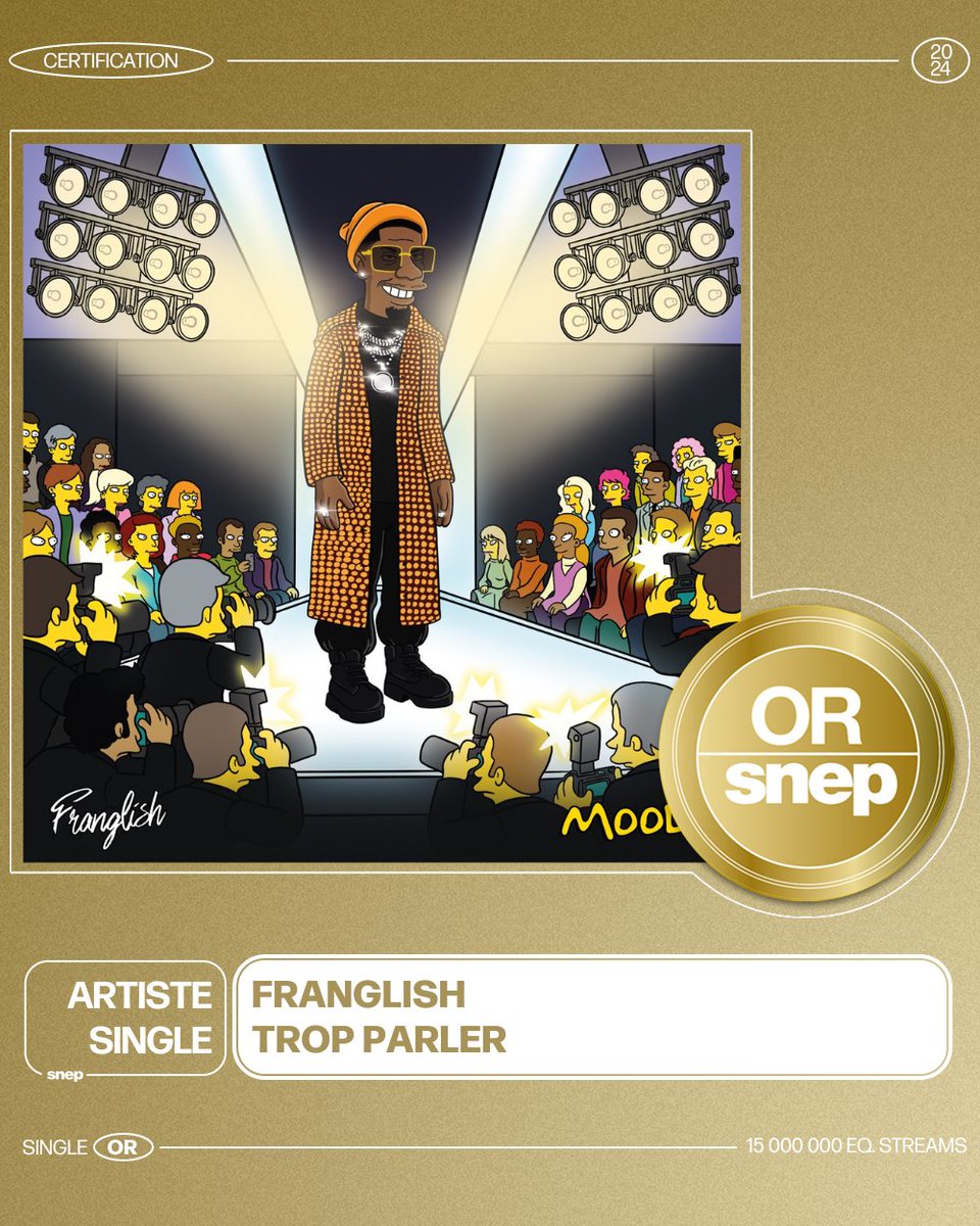 Le titre « Trop parler » de Franglish est certifié Single Or ! 📀 15 000 000 équivalents streams 🎧 Bravo ! 👏