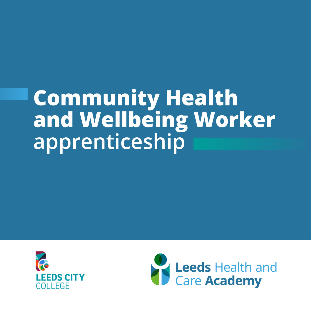 Want to know more about the Level 3 Community Health & Wellbeing Worker apprenticeship? Join the 1-hour information session taking place this Thursday 28th March to learn more! The session is hosted by @leedscitycoll. You can book your place here: leedshealthandcarelearningportal.org/course/view.ph…