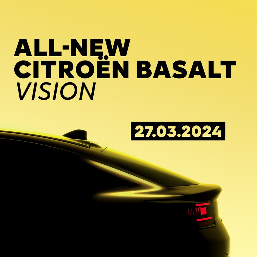 Citroen to unveil the Citroen Basalt, its new coupe-SUV, on 27th March 2024

 Excited for Citroen's Tata Curvv rival?