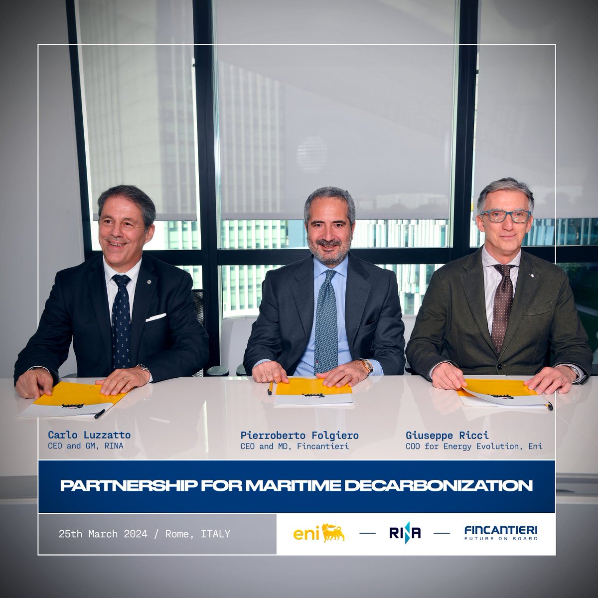 Our road to Net Zero continues thanks to the signing of an agreement with two partners; @eni, a global energy company, and @RINA1861, a multinational inspection, certification, and engineering consultancy. The agreement solidifies a commitment to develop joint initiatives for the…