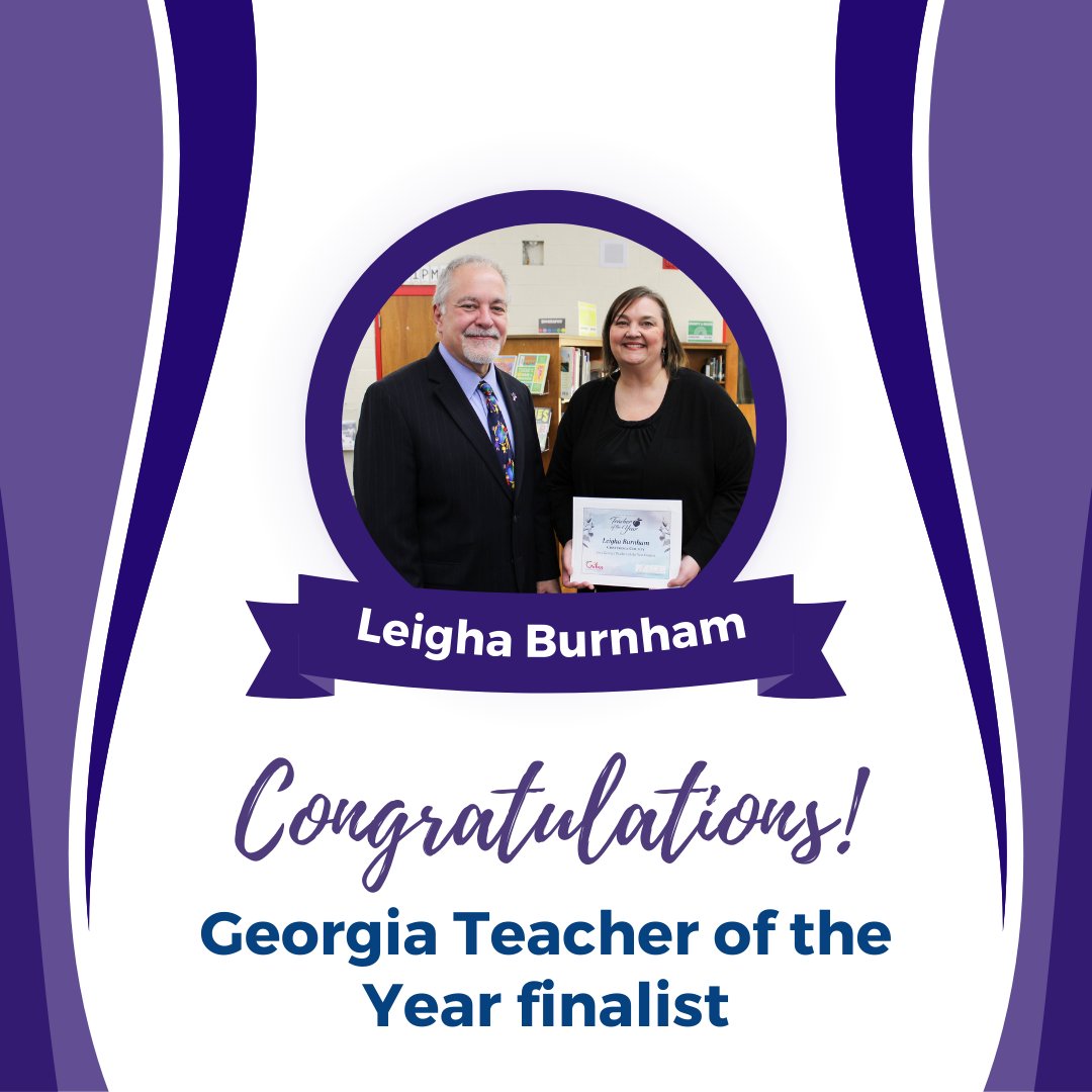 Congratulations to Leigha Burnham, a 2025 finalist for Georgia Teacher of the Year!! Leigha Burnham serves as the Library Media & Technology Specialist at Summerville Middle School in Chattooga County. Congrats Leigha!!! #librariestransform #librariansteach #librarianslead