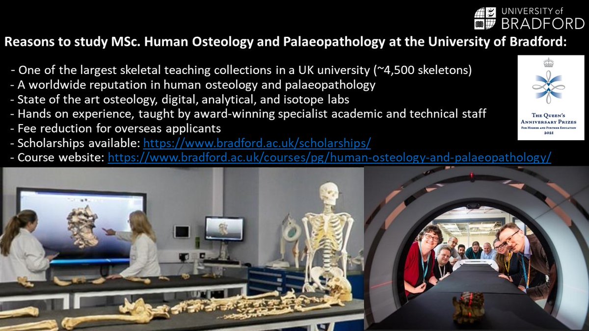 Do you want to specialise in human #osteology and #palaeopathology but still unsure what #postgraduate course to choose? Here's just a few reasons to join us in @BradArcForensic @FindAUniversity @FindAMasters #Archaeology #Forensics