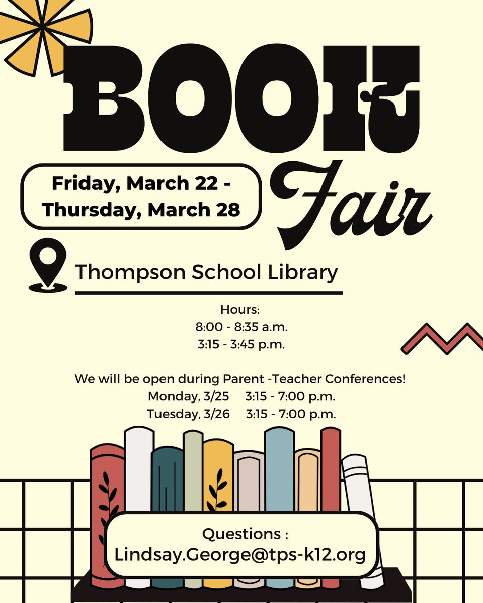 Thompson School (@tpsnd61) on Twitter photo Remember the Book Fair during P/T Conferences Monday &amp; Tuesday! psqr.io/254Ng9pDiS via <a href="/ParentSquare/">ParentSquare</a> Remember the Book Fair during P/T Conferences Monday &amp; Tuesday! psqr.io/254Ng9pDiS via <a href="/ParentSquare/">ParentSquare</a>