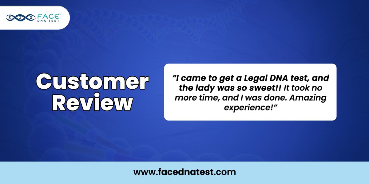 “Face DNA” is so grateful for this positive feedback and is thrilled that our customer had such a great experience with us. We're looking forward to serving you in the future. 📲 bit.ly/2zrsJGr 🌐 facednatest.com 📞 (833) 322-3362 ✉️ support@facednatest.com
