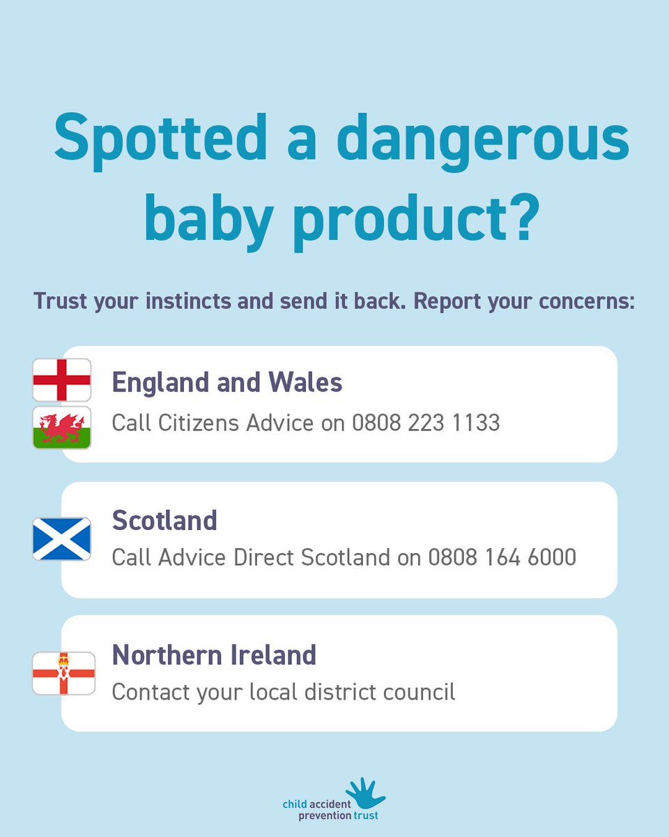 If you think you’ve bought something unsafe for your baby, please report it so action can be taken to protect other families. Visit capt.org.uk/watch-out-for-… to see the sorts of dangerous products you can come across when shopping online and why they’re dangerous. #ChildSafety