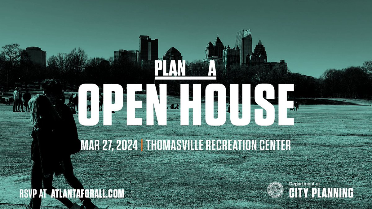 The Plan A Community Open House meetings will continue on Wed., March 27 at Thomasville Recreation Center. These meetings are scheduled for residents to share ideas for PLAN A, a 5-year update to the City’s Comprehensive Development Plan. Register at: atlantaforall.com.