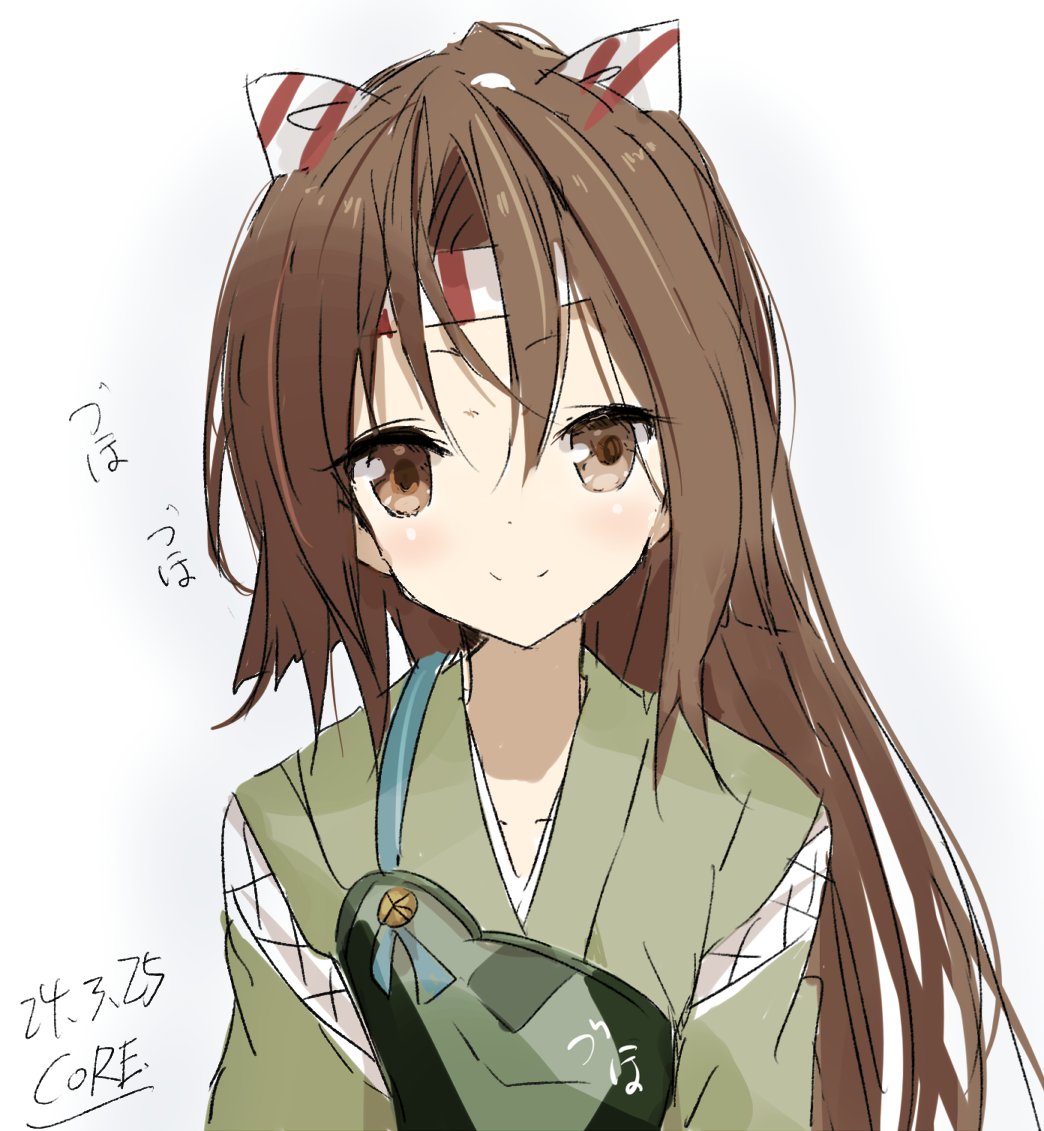 zuihou (kancolle) 1girl solo long hair looking at viewer smile simple background brown hair  illustration images