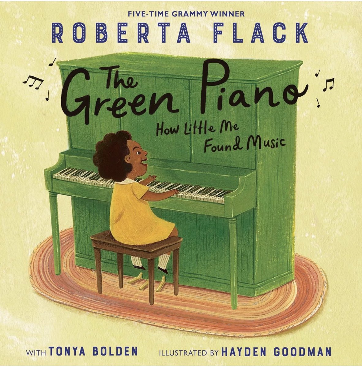 The Green Piano How Little Me Found Music by Tonya Bolden illustrated by Hayden Goodman is the autobiography of Five-Time Grammy Winner Roberta Flack #WomensHistoryMonth #BlackHistoryMonth #PictureBooks #Reading #MusicHistory
