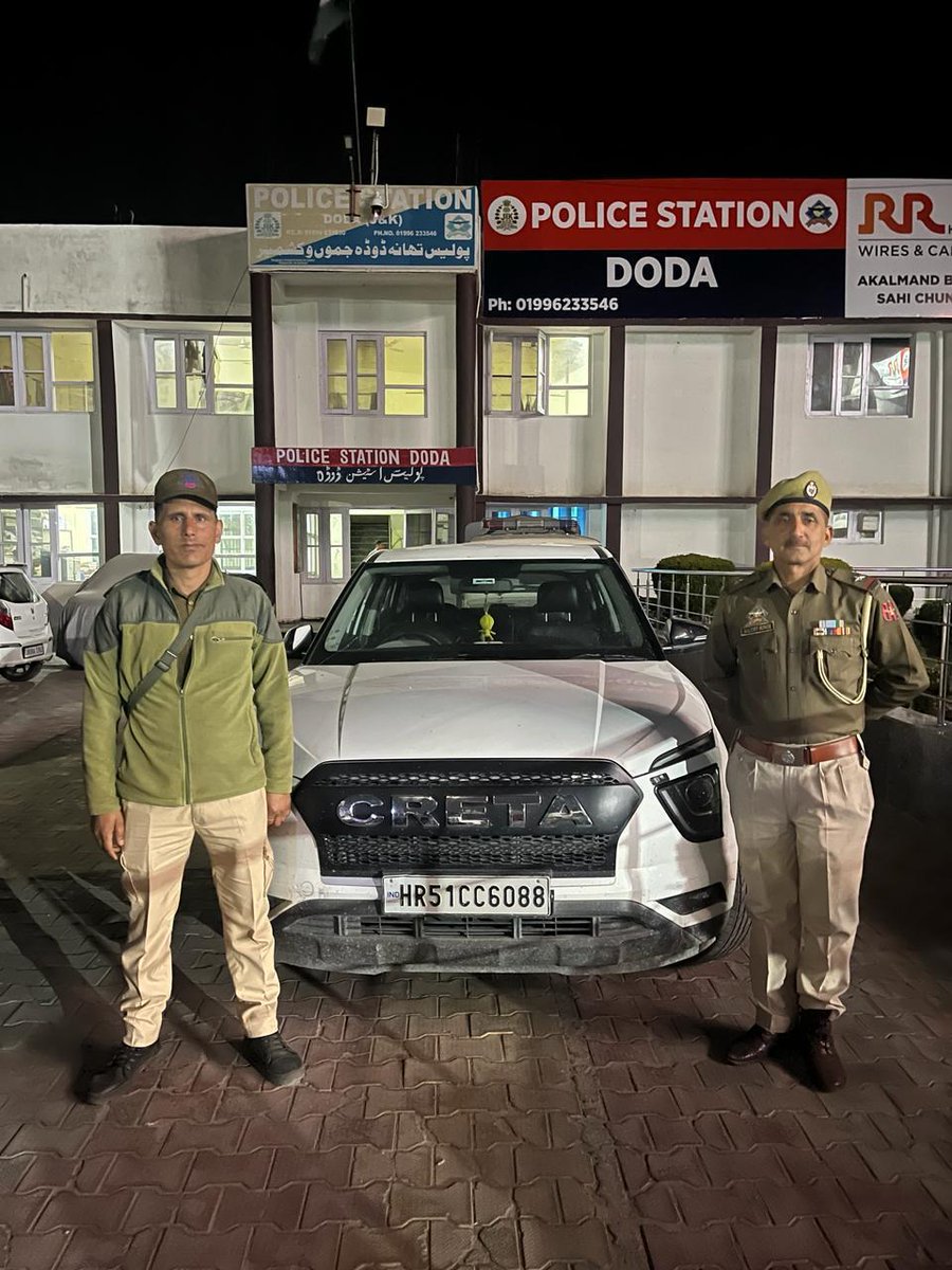 DODA POLICE SOLVED THE VEHICLE THEFT CASE AND RECOVERED THE STOLEN VEHICLE FROM MUTTON AREA OF DISTRICT ANANTNAG.@JmuKmrPolice @adgp_igp @ZPHQJammu