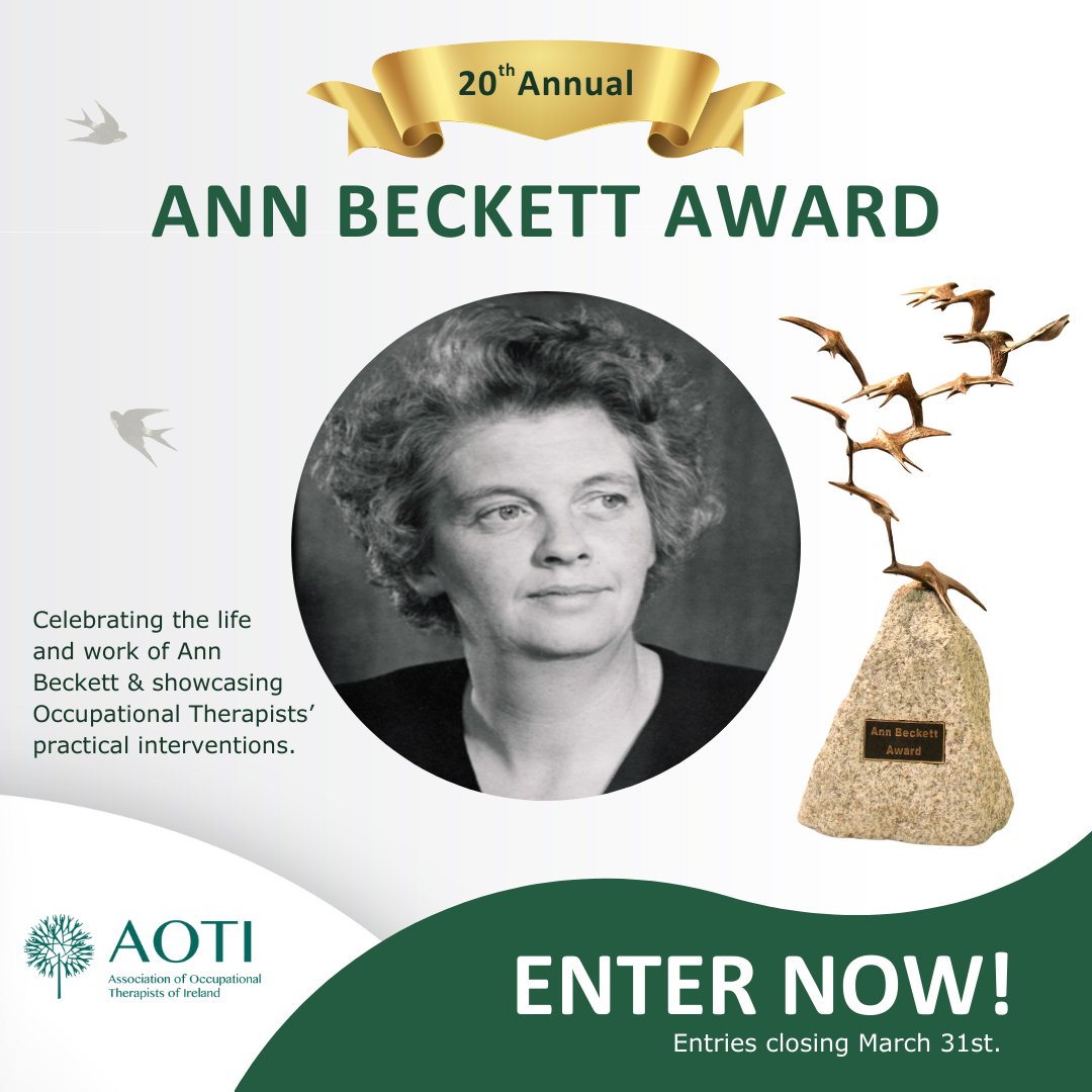 Celebrating 20 years of the #AnnBeckettAward in 2024. Innovating in OT services for people with disabilities? Apply now: aoti.ie/about-us/Ann-B…. Proud to support these remarkable Awards for 20 years! #AOTI #20thAnniversary #ONeillHealthcare #ProudSponsor