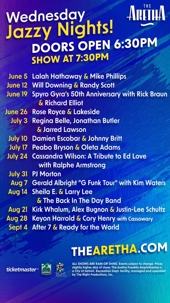 Get those dollars ready; Summer at The Aretha is back and Grammy award winner @lalahhathaway will be the 1st to grace our stage. Check out the lineup at thearetha.com. Get your tickets THIS FRIDAY at 10 AM at the official Aretha Amphitheatre Box Office.