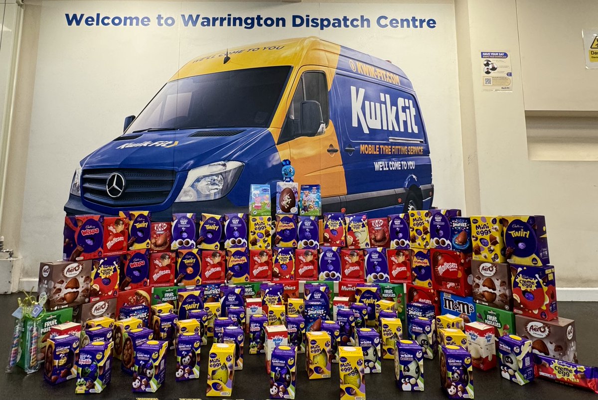 👏 What an effort! A massive thank you to the @Kwik_Fit mobile team for their incredible donation of chocolate eggs towards our WYZ Easter Appeal ❤️🍫