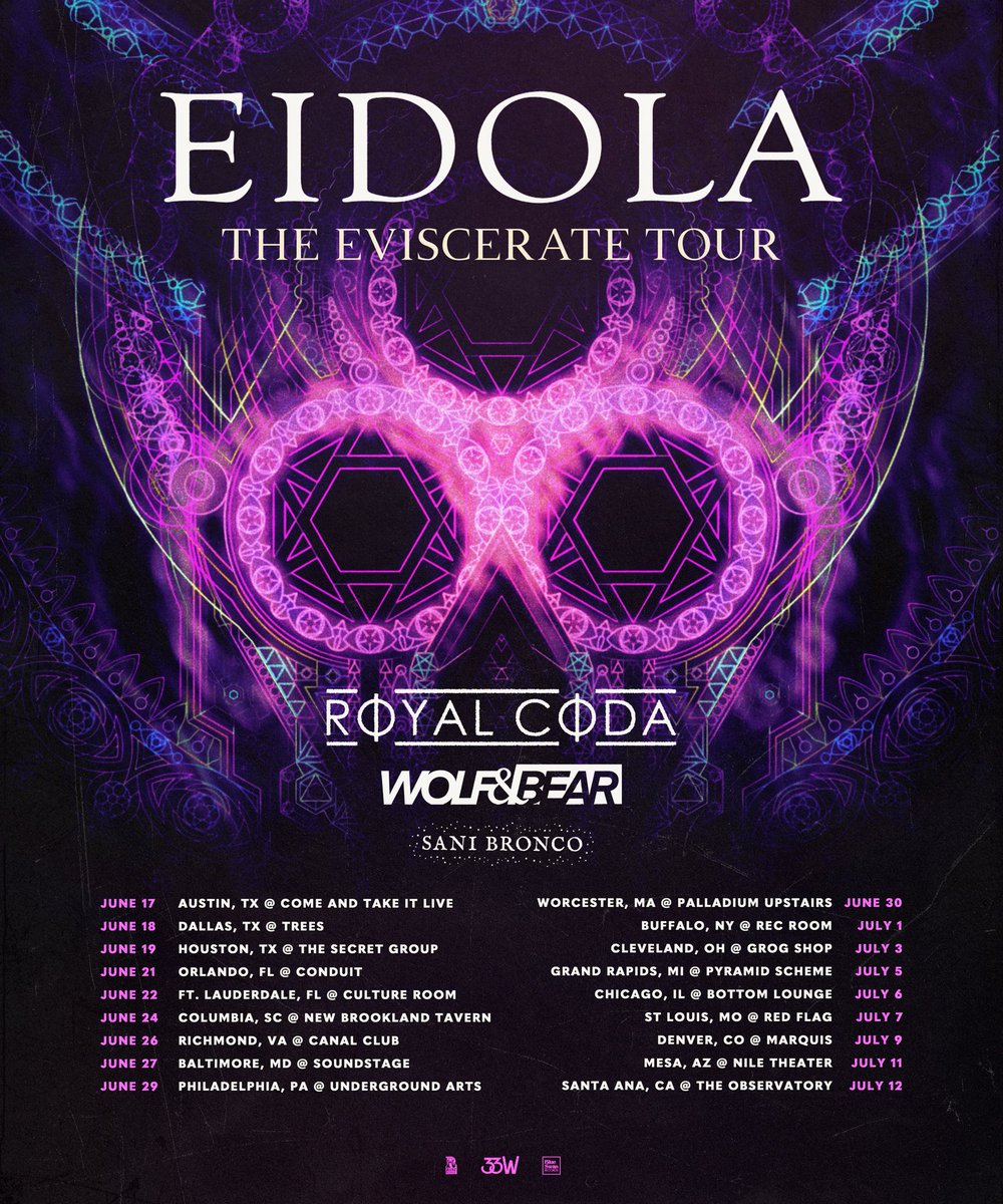 We are thrilled to announce The Eviscerate Tour featuring our good friends Royal Coda, Wolf & Bear, and Sani Bronco. Come celebrate the release of our new album in a city near you this summer. We can’t wait to play these new songs live. Presale tickets go on sale tomorrow, March…