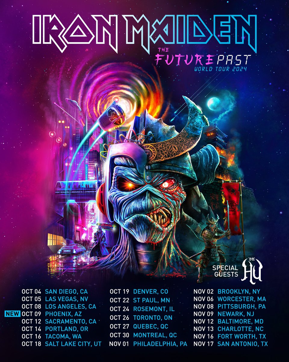 Iron Maiden have added a brand new show to the North American leg of The Future Past Tour later this year. Wed 9th Oct 2024 - Footprint Center, Phoenix, AZ - USA Tickets go on general sale on Friday March 29th, at 10am local time. There will be no further shows announced in…