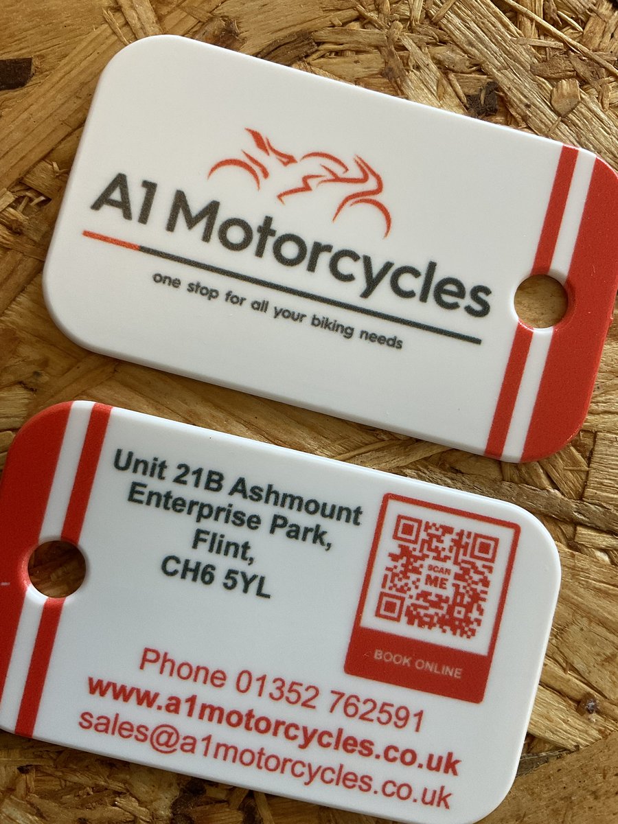 A1 Motorcycles decided to go for a logo on the front and contact details and a QR code on the back and don’t they look great 👍