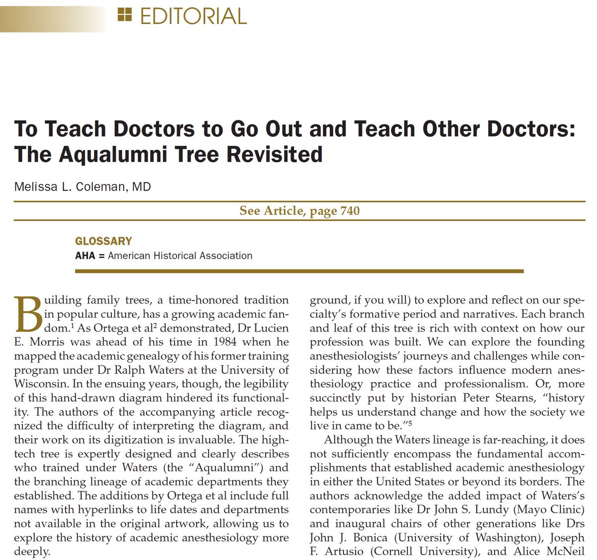 If you’re an anesthesia history buff, check out our paper in @IARS_Journals about Dr. Ralph Waters and the Aqualumni Tree! Dr. Melissa Coleman also covers our work in her editorial, where she describes the impact of our digitization of the original tree. journals.lww.com/anesthesia-ana…