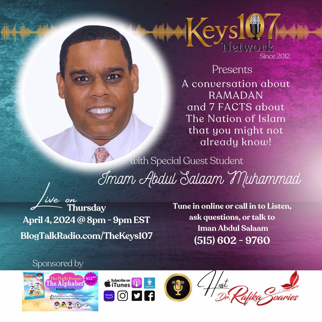 TheKeys107's tweet photo. @RafikaSoaries 🎙️📷**Podcast Alert!** Join us Thursday April 4, 2024, from 8-9 PM EST for an exclusive episode featuring "LIVE" special guest Student Imam Abdul Salaam Muhammad, National Archivist &amp; Historian for The Nation of Islam, and Resident Imam of Muhammad Mosque No.6. https://t.co/2ORvptQk7j