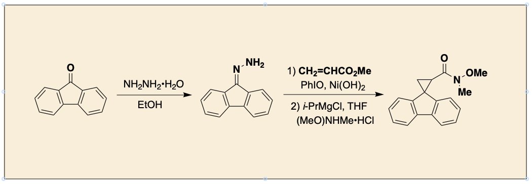 Preparation of a Radical Clocks Bearing Carbonyl Groups: Synthesis of N-Methoxy-N-methylspiro[cyclopropane-1,9'-fluorene]-2-carboxamide Nicole D. Bartolo, Ryan N. Robson, Collin H. Witt, and K. A. Woerpel orgsyn.org/demo.aspx?prep…