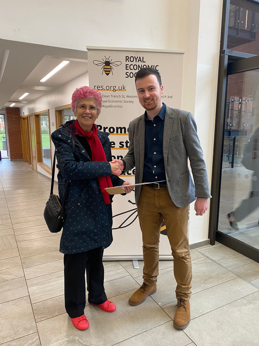 RoyalEconSoc's tweet image. 🎉Congratulations to @C_MacDomhnaill @univofstandrews for winning #RES2024 Best Conference Paper Prize - &apos;All at sea? Brexit, shipping and the UK land-bridge&apos;. An amazing paper and session!

#econtwitter #EconConference #Conference #RESEvents #RESPrizes