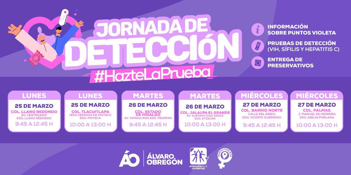 Conoce las próximas fechas de la jornada de detección en Álvaro Obregón. Ven y hazte la prueba.