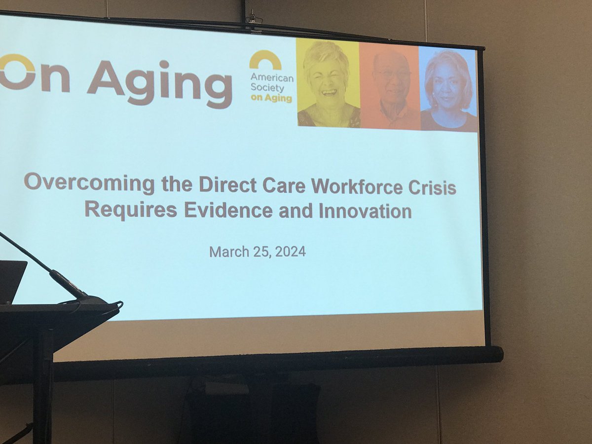 Direct care workforce, 50% increase in jobs, but wages not keeping pace, not a livable wage, 2 in 5 live in or near poverty, annual turnover 80-100% , 54% care homes closing bed due to staffing @JdaDrennan @ucdsnmhs @ASAging24