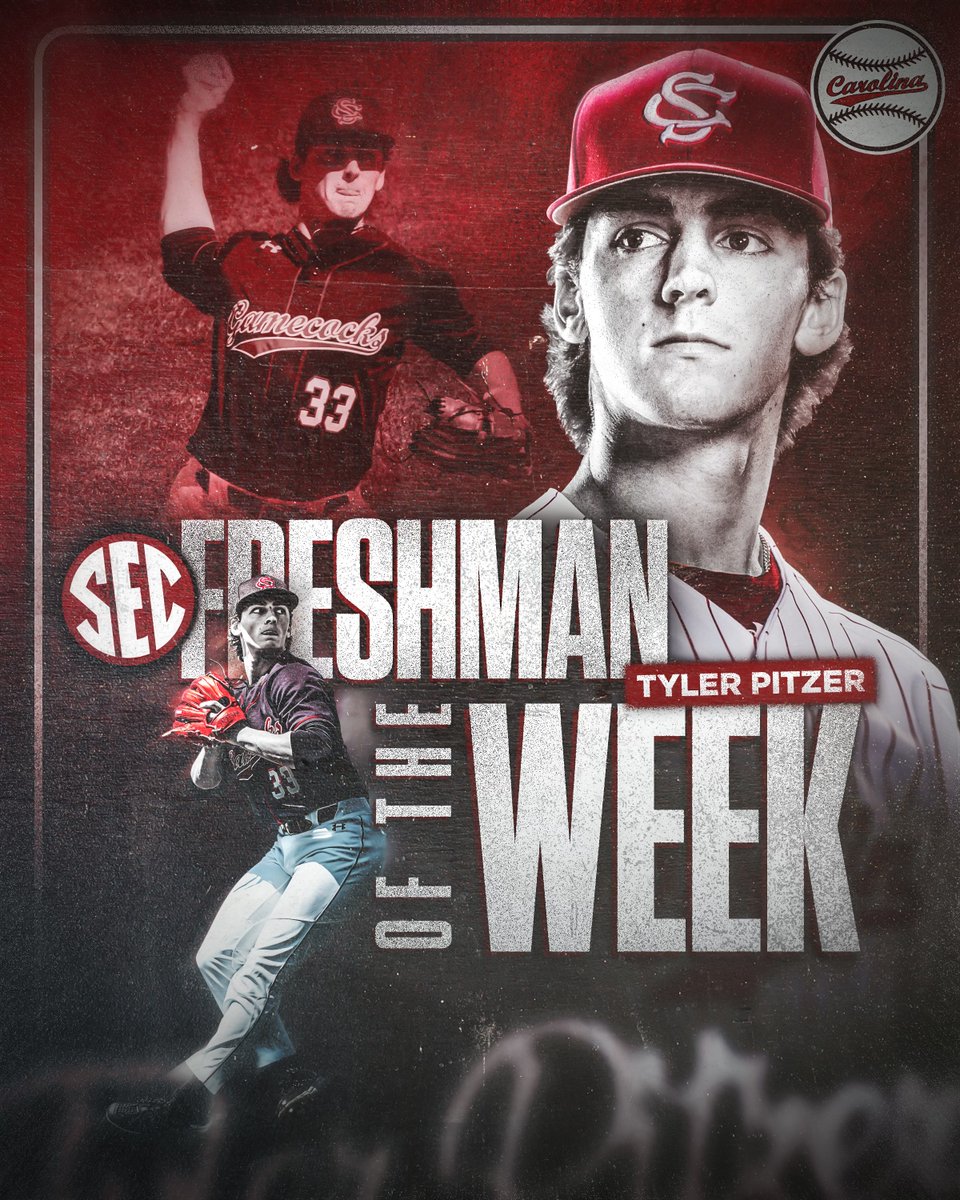 Gamecock Baseball (@gamecockbasebll) on Twitter photo 8.1 innings pitched
0 earned runs
11 strikeouts
An SEC win in his first start as a Gamecock
<a href="/tylerpitzer3/">Tyler Pitzer</a> is the <a href="/SEC/">Southeastern Conference</a> Freshman of the Week
#Gamecocks | #ForeverToThee 8.1 innings pitched
0 earned runs
11 strikeouts
An SEC win in his first start as a Gamecock
<a href="/tylerpitzer3/">Tyler Pitzer</a> is the <a href="/SEC/">Southeastern Conference</a> Freshman of the Week
#Gamecocks | #ForeverToThee