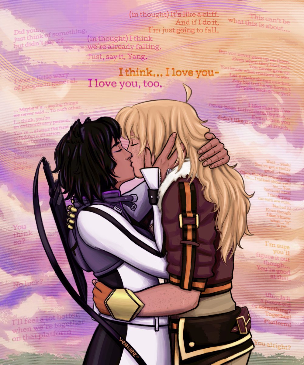 BEES KISS ANNIVERSARY 💜💛 it still feels like it was yesterday.... #GREENLIGHTVOLUME10 #SAVERWBY #rwby #rwbyfanart #bumbleby