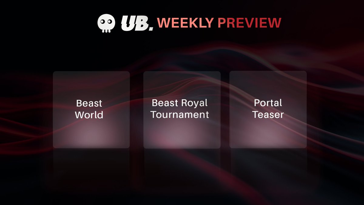 UB Weekly Preview ✅ Beast World launch ✅ Beast Royal tournament ✅ Portals teaser for our Injective expansion Exciting week ahead for our Beasts! RT to win 500 Airdrop XP 🏆