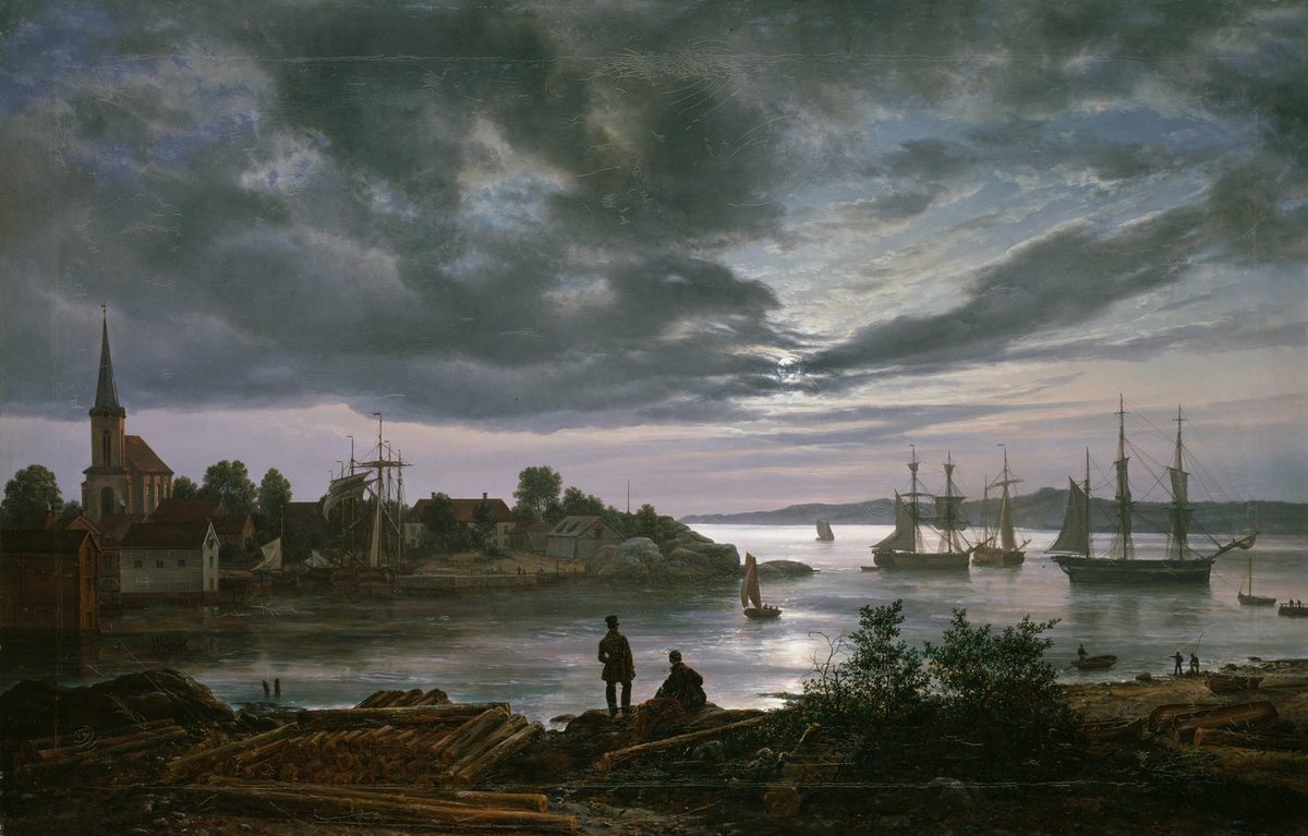 Johan Christian Dahl - Larvik by Moonlight 1839