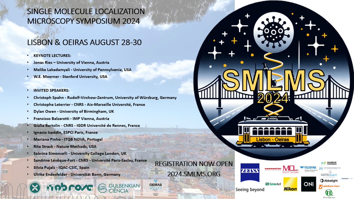 We are thrilled to announce the 13th Single Molecule Localization Microscopy Symposium!  The meeting will take place in Lisbon and Oeiras, on August 28th-30. Amazing lineup of speakers! Register here: 2024.smlms.org