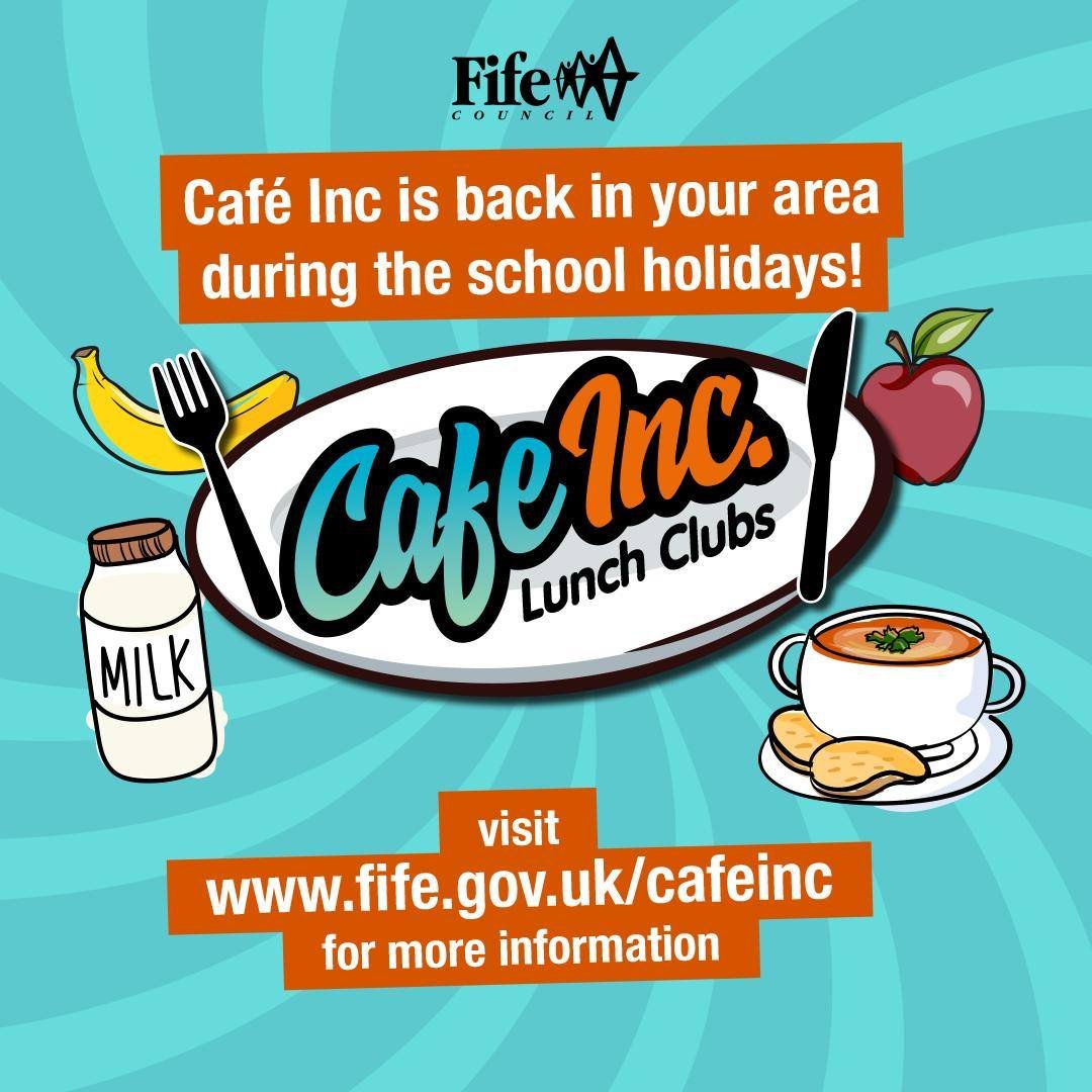 Café Inc will be back during the Easter holidays for children, and young people across Fife. Cafe Inc venues will all be listed on our interactive map, which is available along with other advice and help with the Cost of Living, at our.fife.scot/gethelp #GetHelpFife