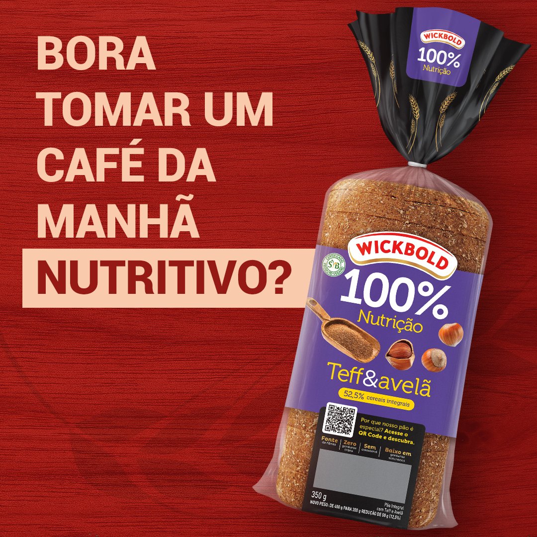 WickboldOficial's tweet photo. Comece o dia com energia e sabor com o Pão 100% Nutrição Teff &amp; Avelã da #Wickbold! 😋 Ideal para um #cafédamanhã nutritivo, ele combina perfeitamente com geleias, queijos e frutas frescas. Marque alguém nos comentários e convide para um #café delicioso! https://t.co/yCmLjRoeo6