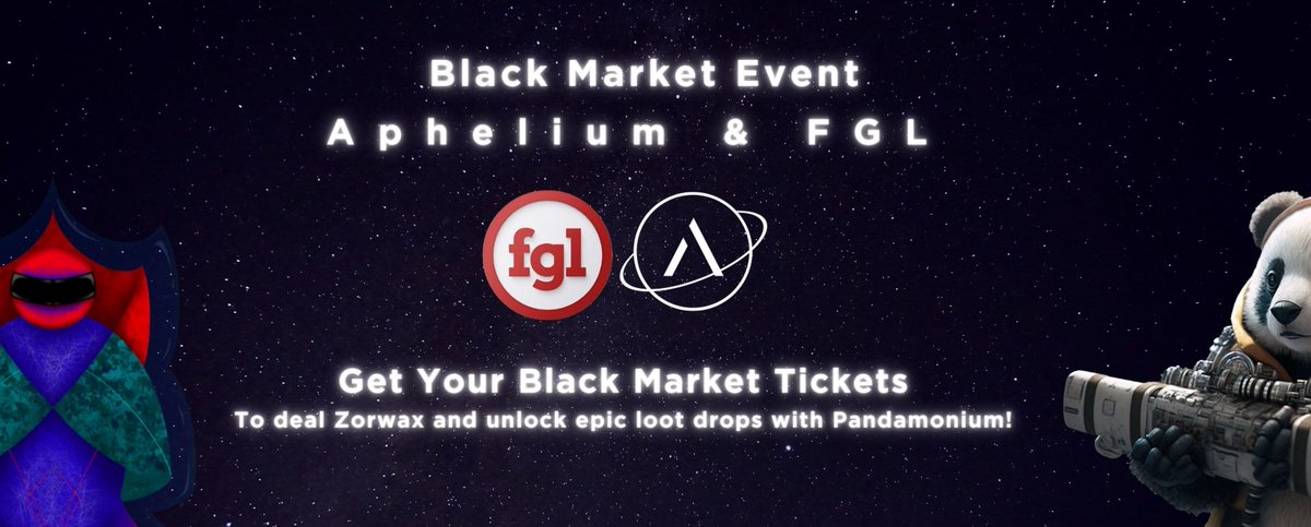 Pandamonium from @FGL_NFT sneaked into black market, secretly gifting sweet Outlaw Troopers loot worth over $3000 $WAXP! Each event offers a chance to win these #NFTs, plus Zorvax's regular rewards! aphelium.medium.com/aphelium-commu… Get your tickets ready! #ApheliumGame #WAXNFT #WAXFAM