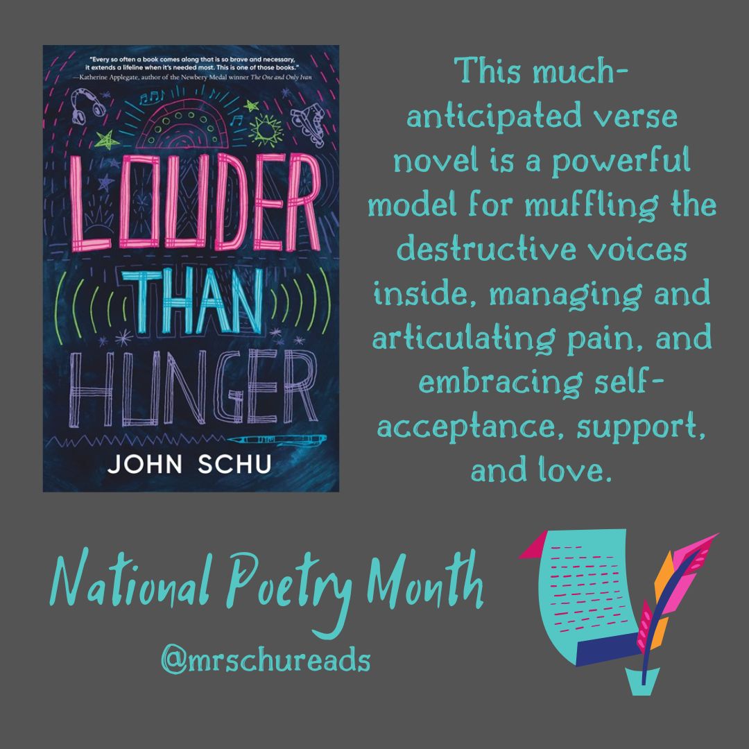 This much-anticipated verse novel is a powerful model for muffling the destructive voices inside, managing and articulating pain, and embracing self-acceptance, support, and love. @MrSchuReads @Candlewick #poetry #nationalpoetrymonth