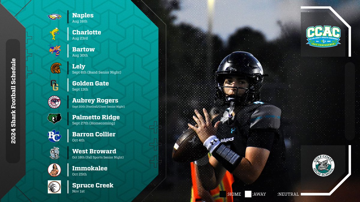 2024 Football Schedule is complete! Make sure to come out and support the Sharks this coming season!
